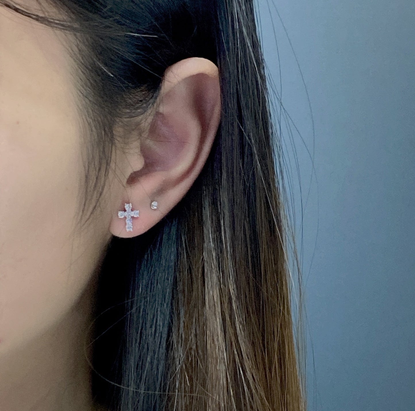 Cross Diamond Stud Earrings