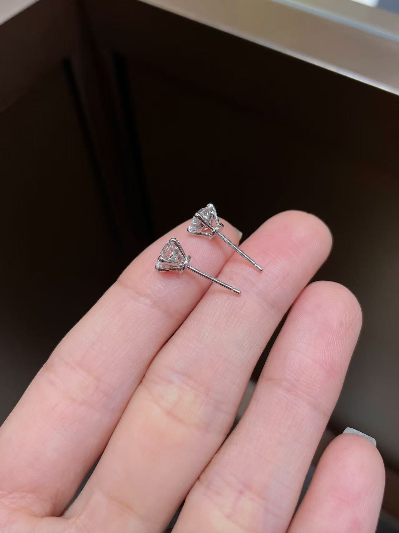 18K Gold Stud Earrings Set With Round Lab Diamonds (1895 Design)