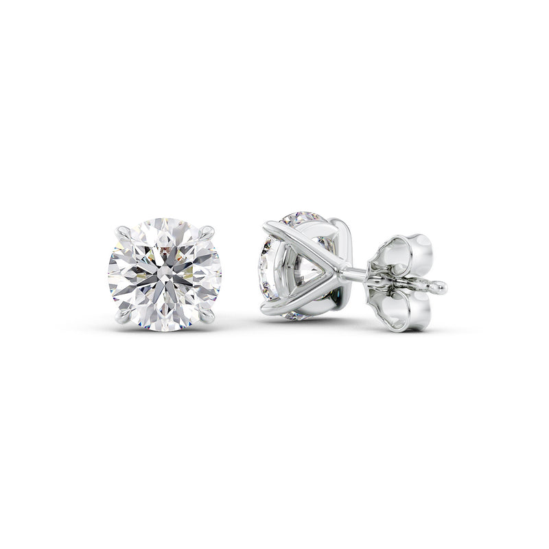 18K Gold Stud Earrings Set With Round Lab Diamonds