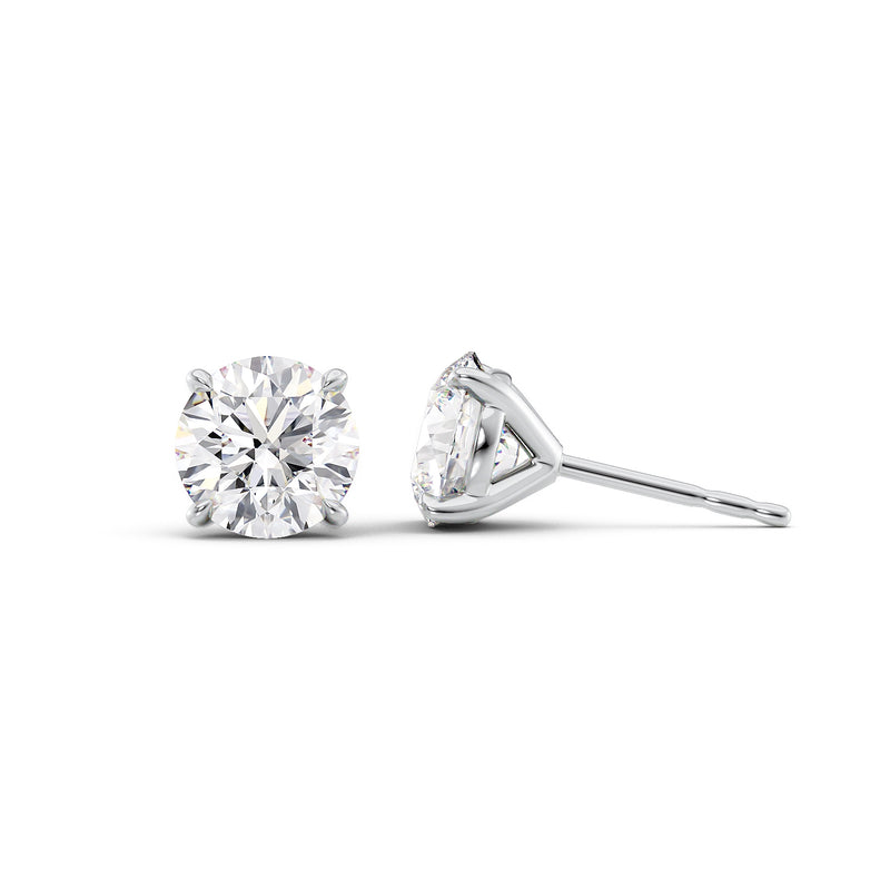 18K Gold Stud Earrings Set With Round Lab Diamonds