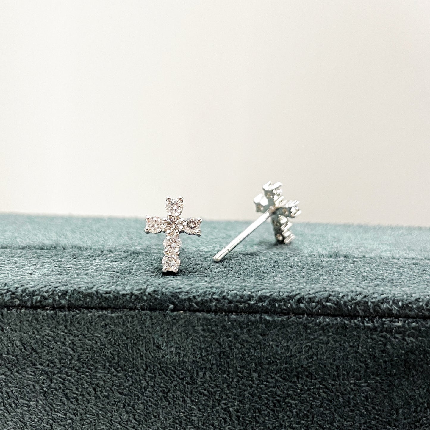 Cross Diamond Stud Earrings