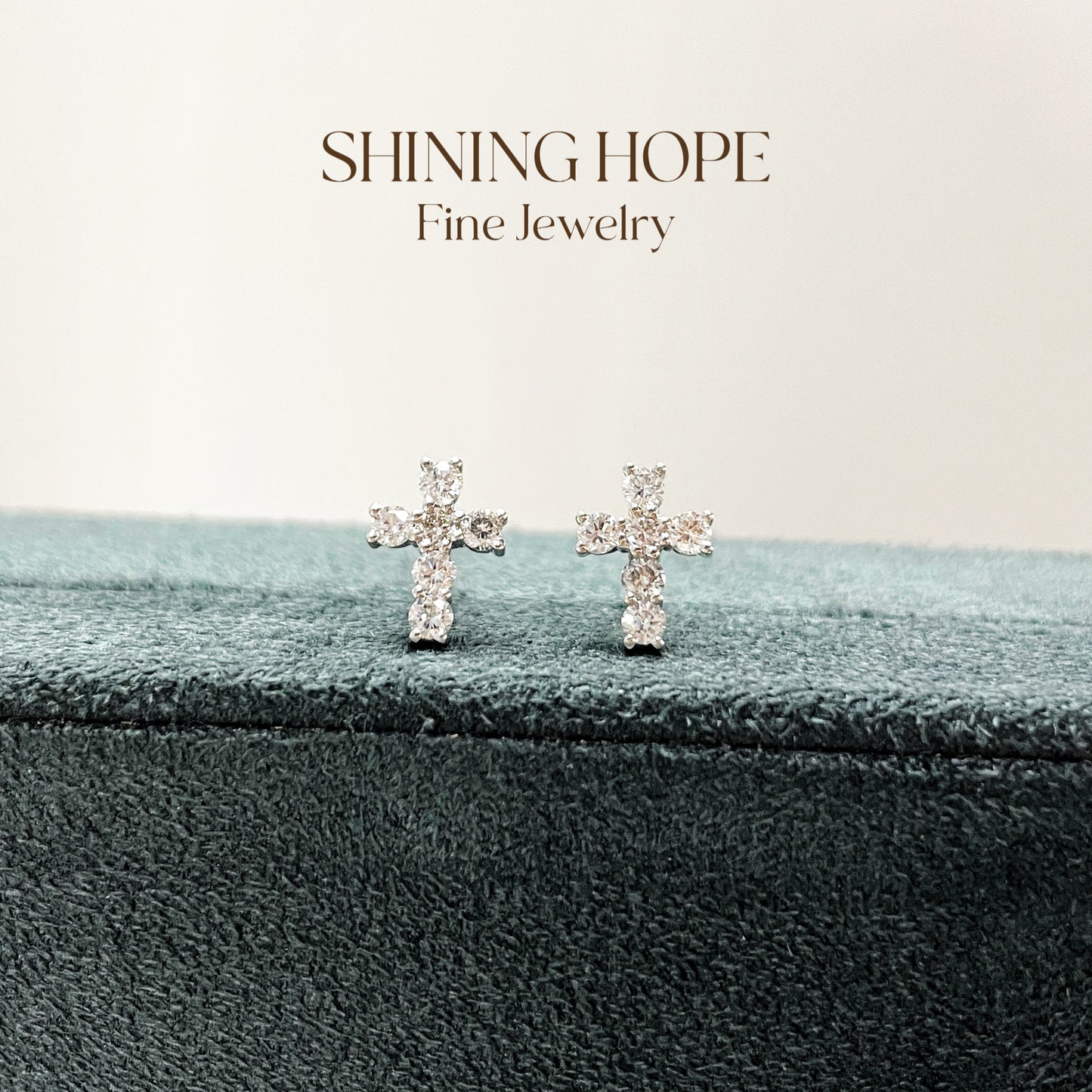 Cross Diamond Stud Earrings