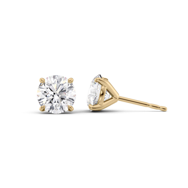 18K Gold Stud Earrings Set With Round Lab Diamonds