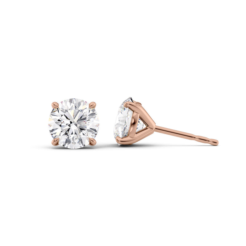 18K Gold Stud Earrings Set With Round Lab Diamonds