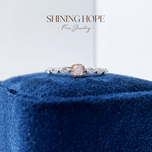 Pink Diamond Ring - Cushion Shape