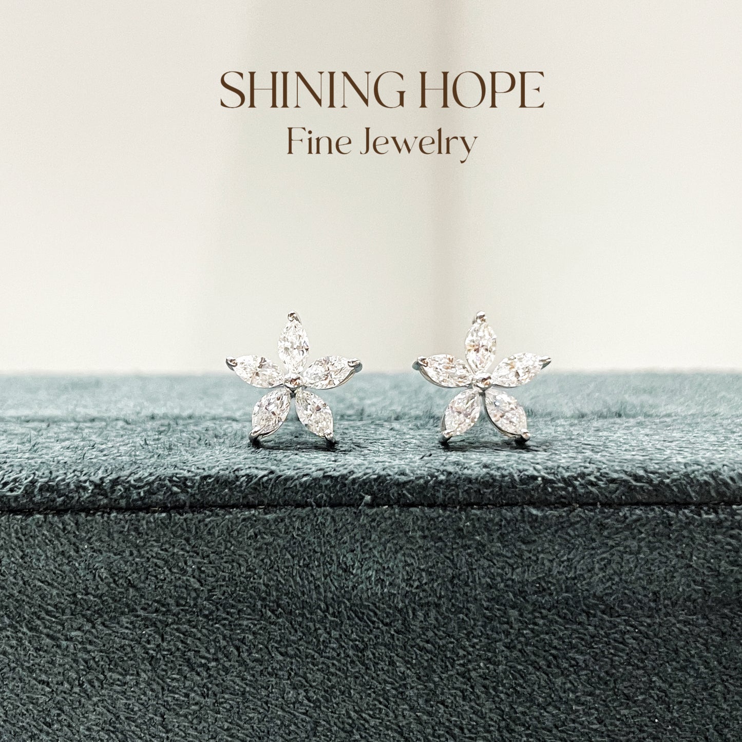 Flower Design Diamond Stud Earrings