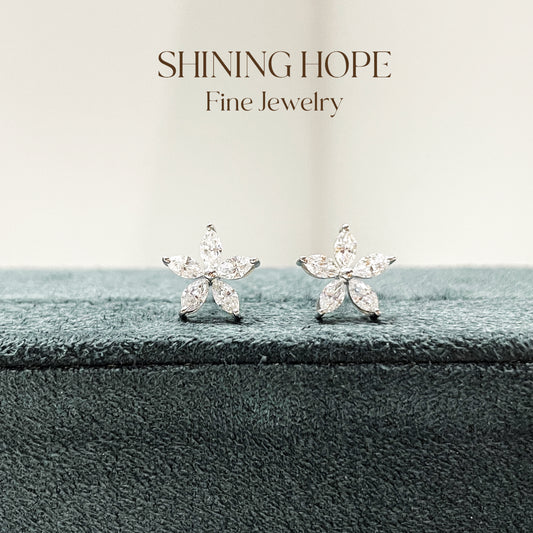 Flower Design Diamond Stud Earrings