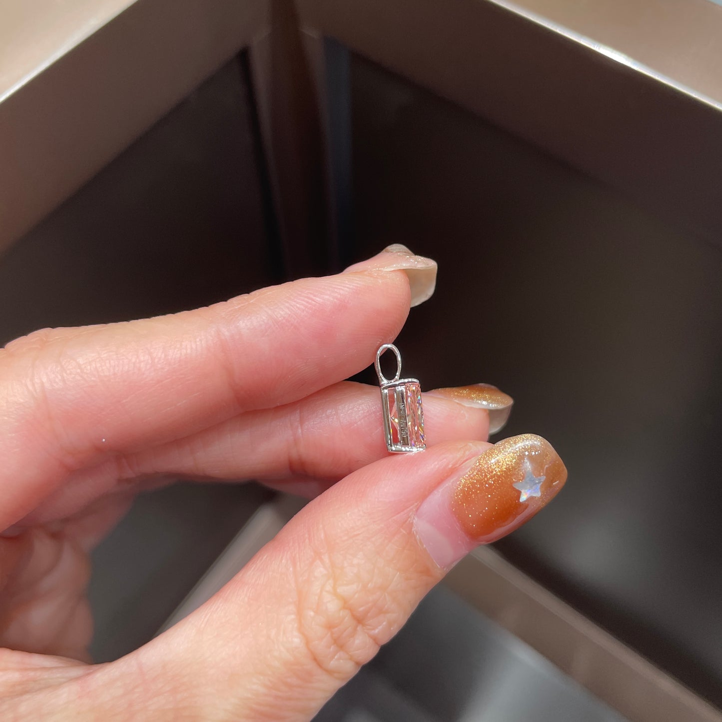 18K White Gold Pink Diamond Radiant Cut Pendant