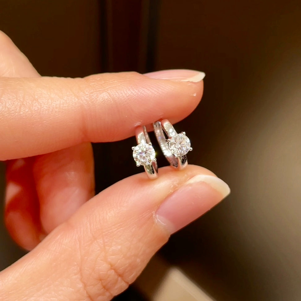 18K White Gold 0.20 ct Lab-Grown Diamond Hoop Earrings, IGI Certified