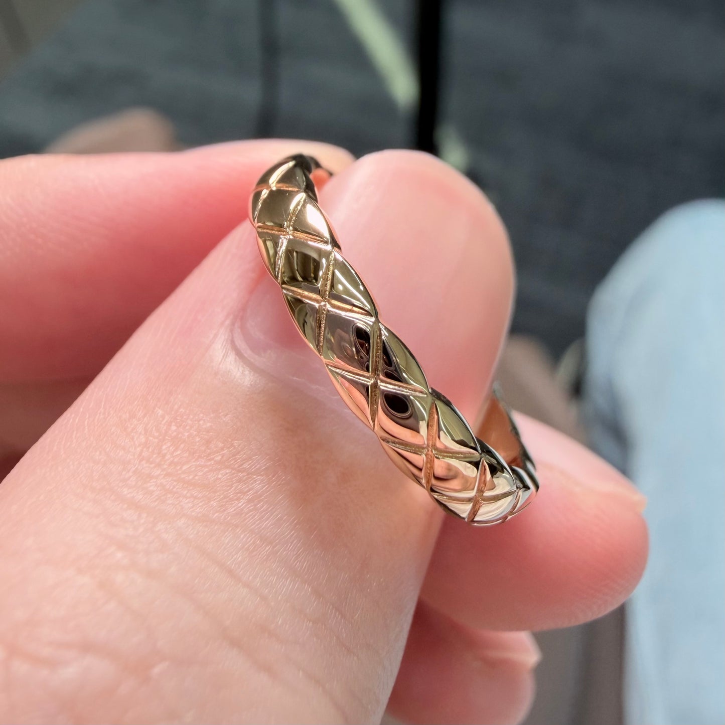 18K Rose Gold Rhombus Pattern Ring, Total Weight 4.00g