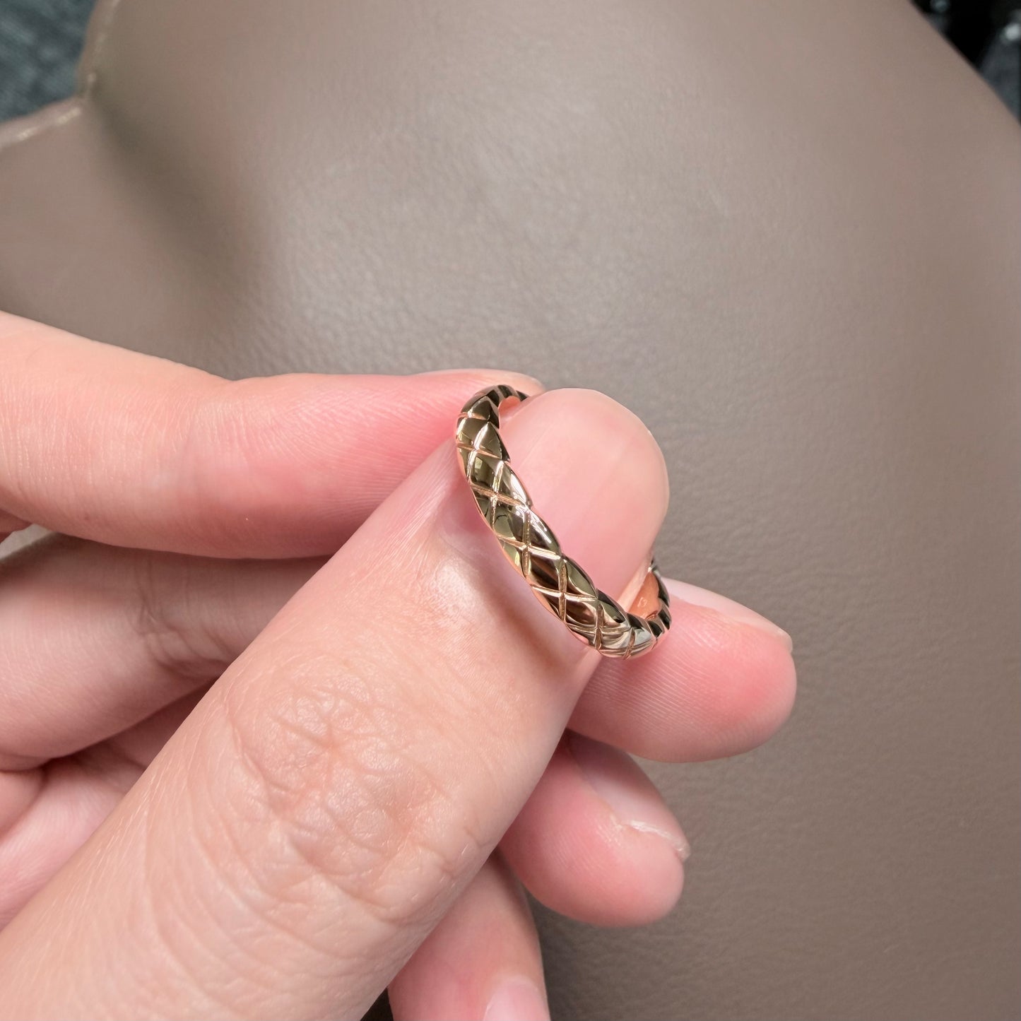 18K Rose Gold Rhombus Pattern Ring, Total Weight 4.00g