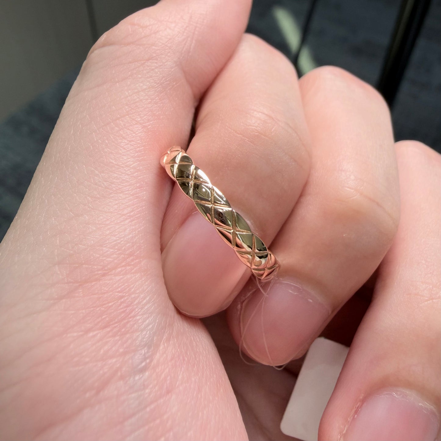 18K Rose Gold Rhombus Pattern Ring, Total Weight 4.00g