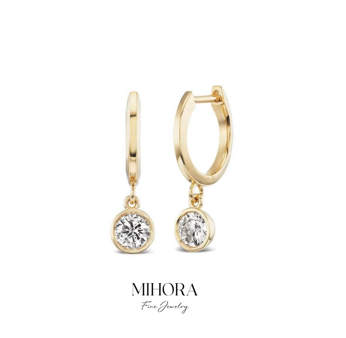 18K Yellow Gold Lab-Grown Diamond Hoop Earrings