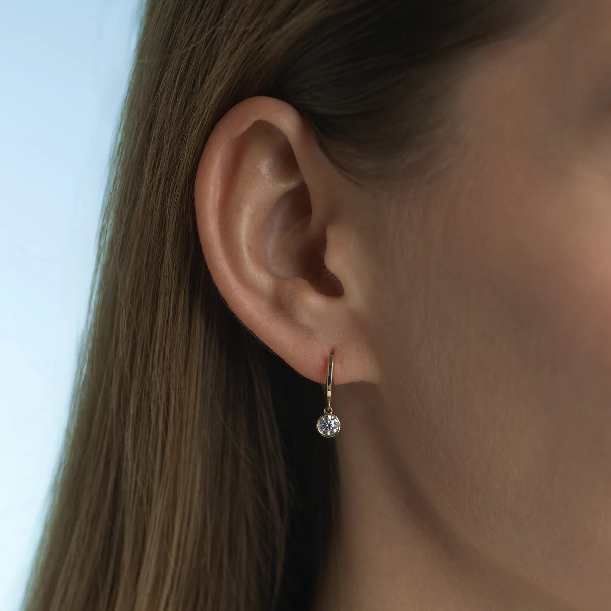18K Yellow Gold Lab-Grown Diamond Hoop Earrings