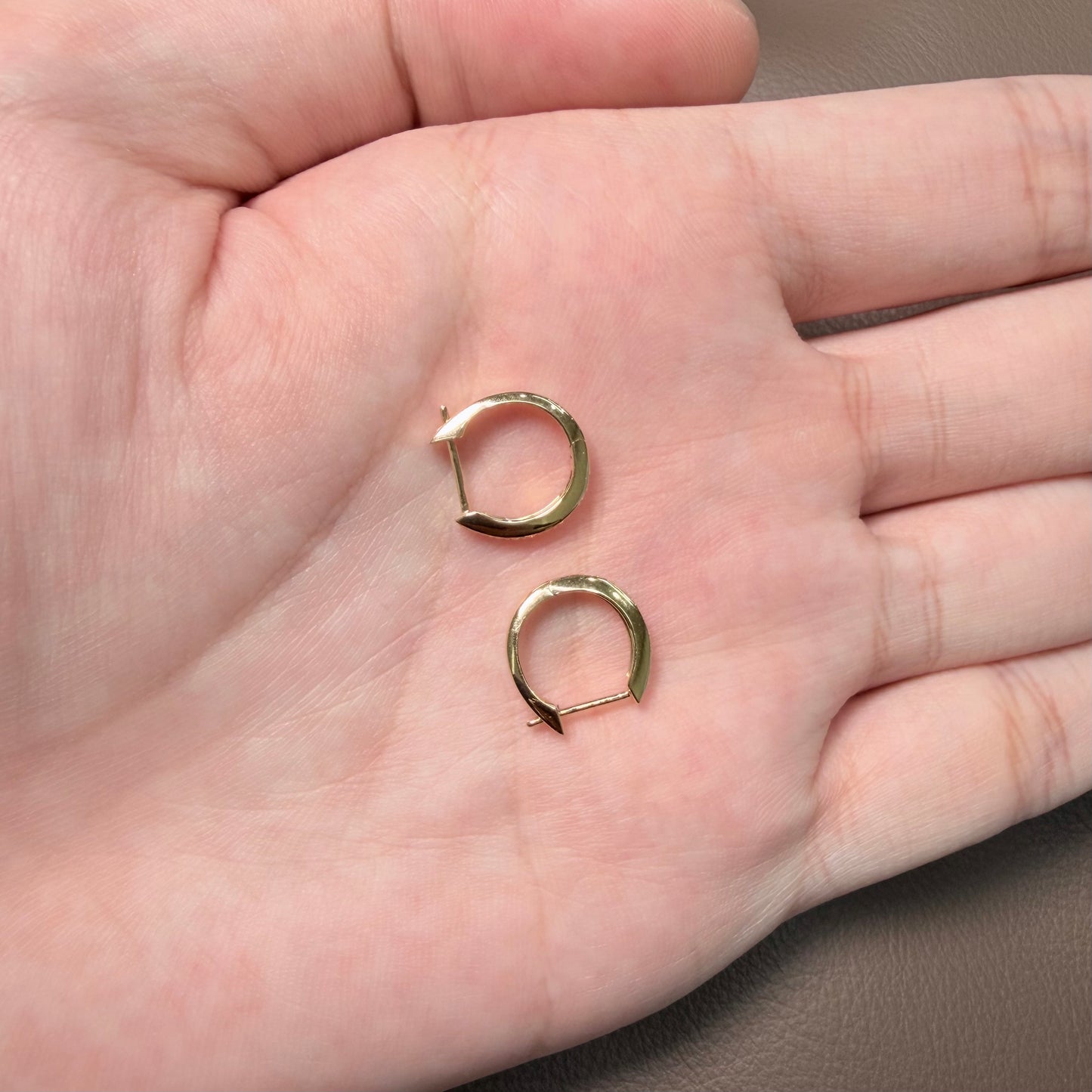 18K Yellow Gold Half-Set Diamond Hoop Earrings