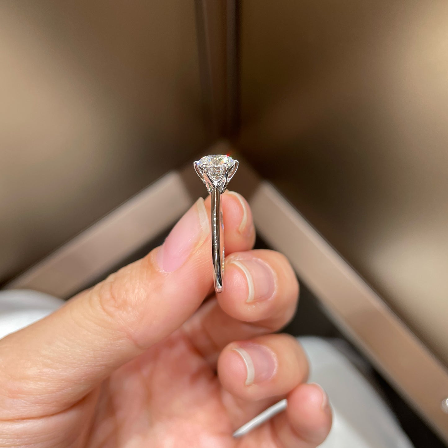 18K White Gold 1.00ct Lab-Grown Diamond Six-Prong Ring