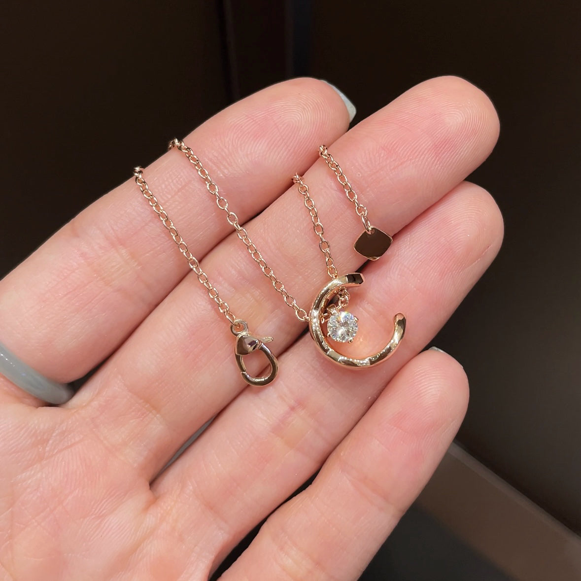 18K Rose Gold Quilted Pattern Necklace, 0.223ct Lab-Grown Diamond