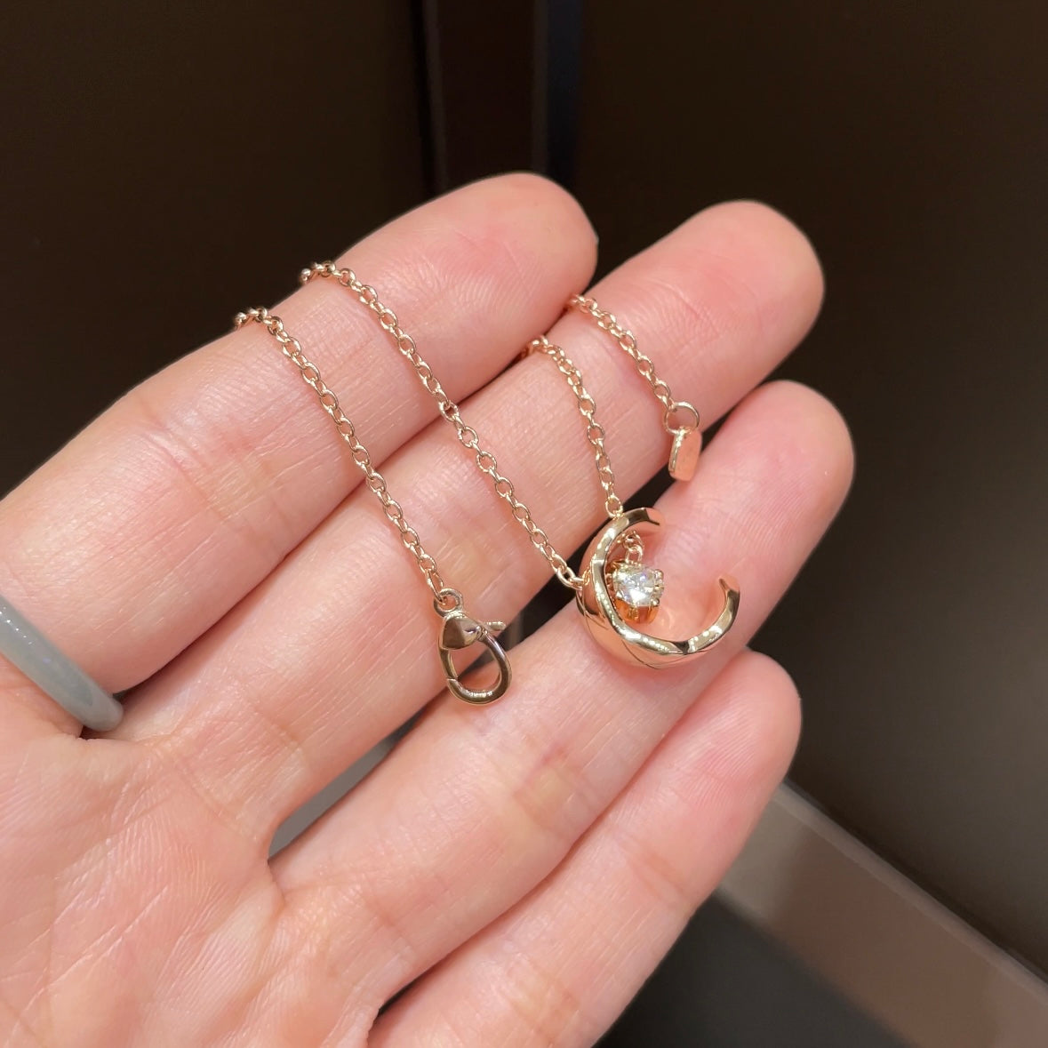 18K Rose Gold Quilted Pattern Necklace, 0.223ct Lab-Grown Diamond