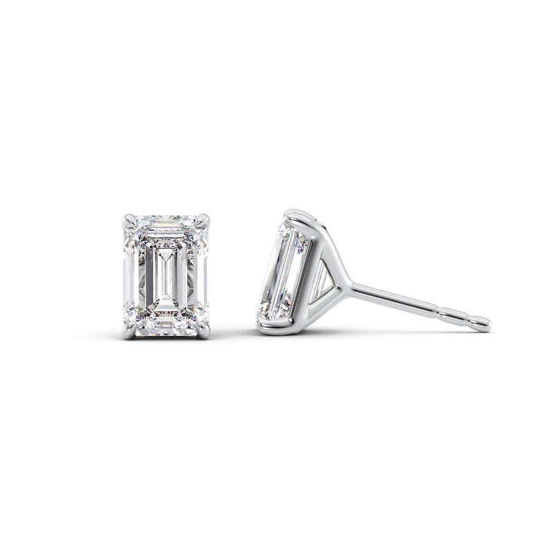 18K Gold Stud Earrings Set With Emerald Lab Diamonds