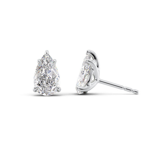 18K Gold Stud Earrings Set With Pear Lab Diamonds