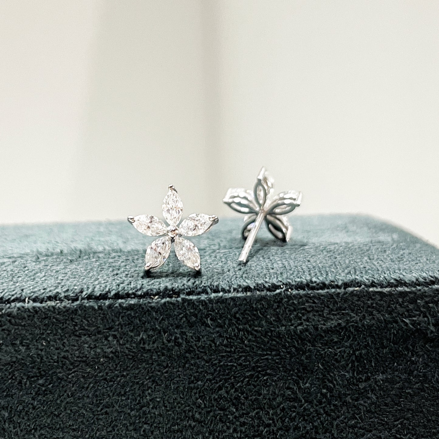 Flower Design Diamond Stud Earrings