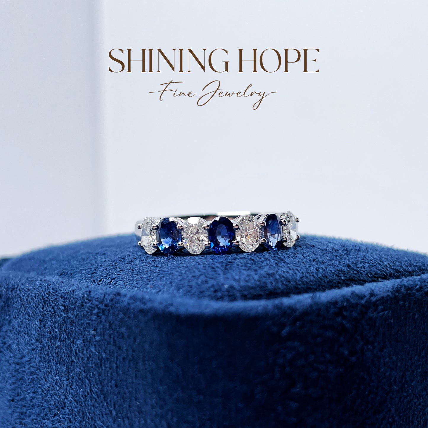 Natural Royal Sapphire & Oval Diamond Ring