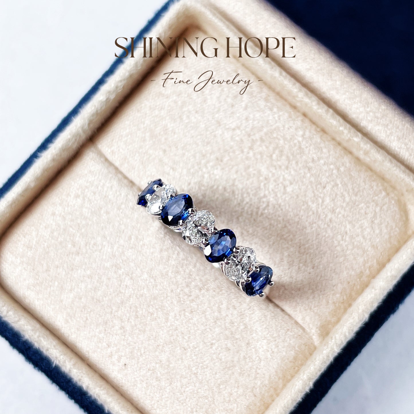 Natural Royal Sapphire & Oval Diamond Ring