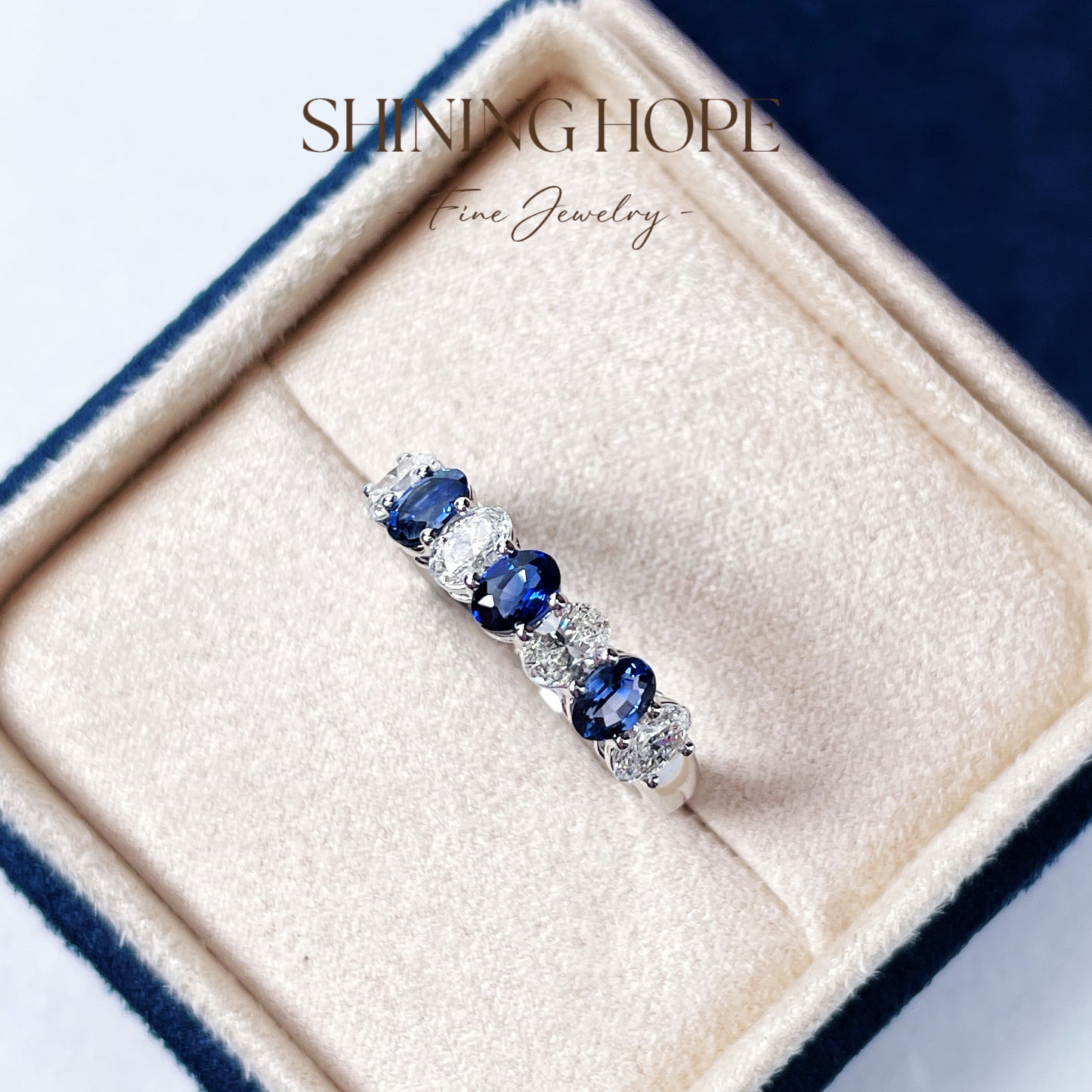 Natural Royal Sapphire & Oval Diamond Ring