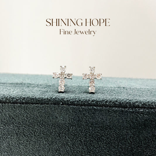 Cross Diamond Stud Earrings