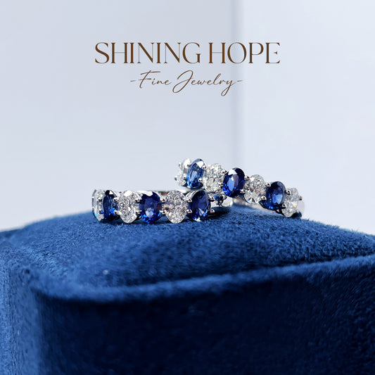 Natural Royal Sapphire & Oval Diamond Ring