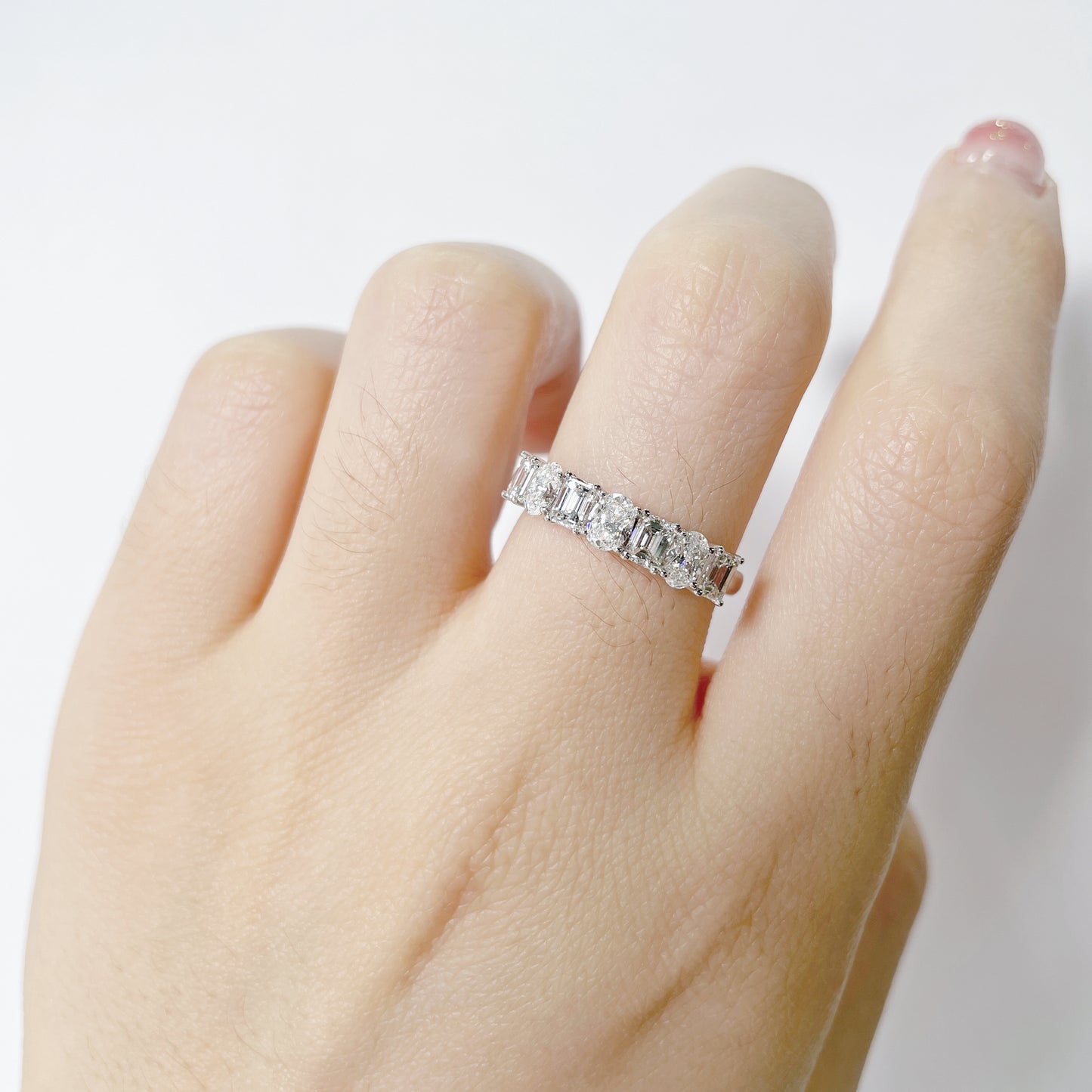 Emerald & Oval Diamond Ring