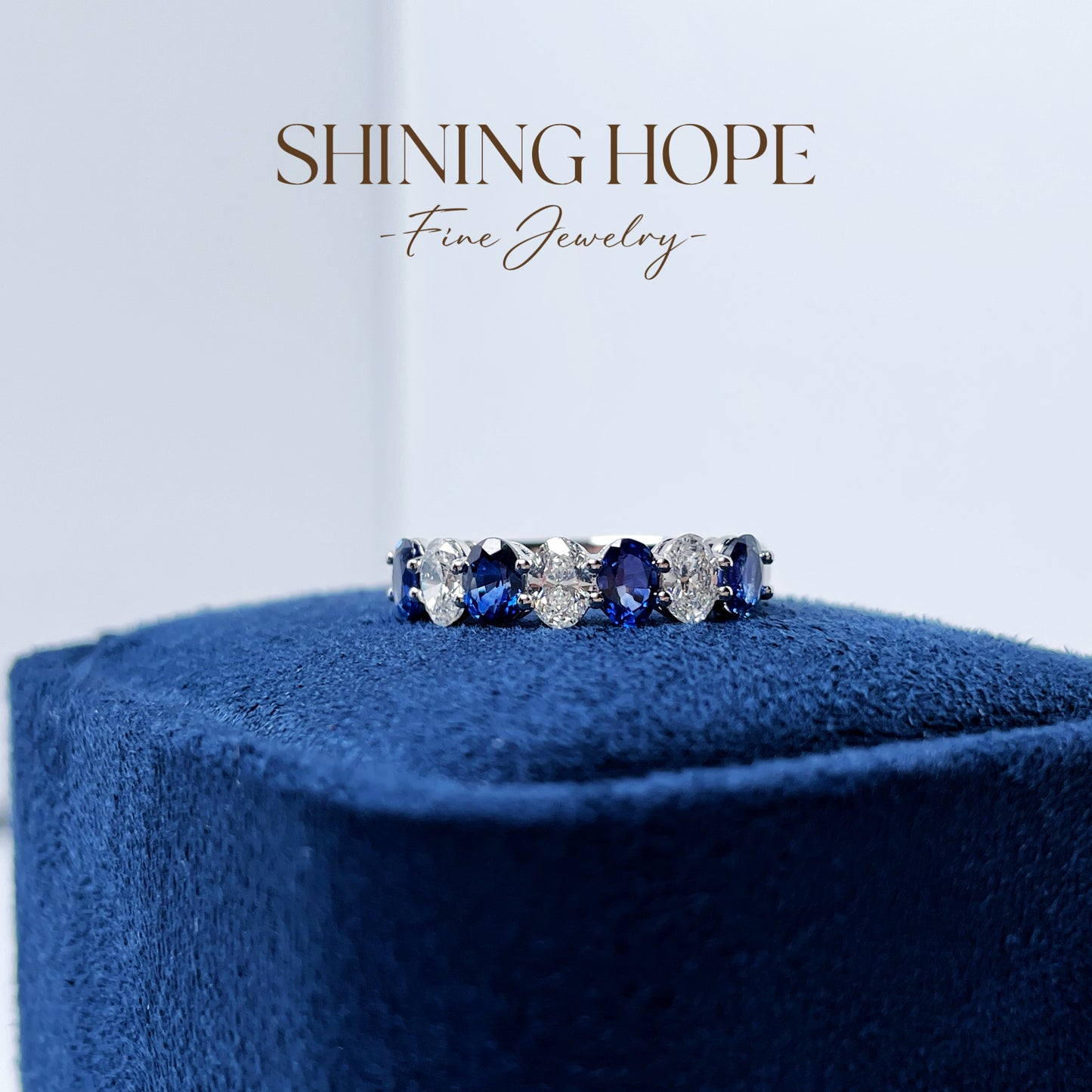 Natural Royal Sapphire & Oval Diamond Ring
