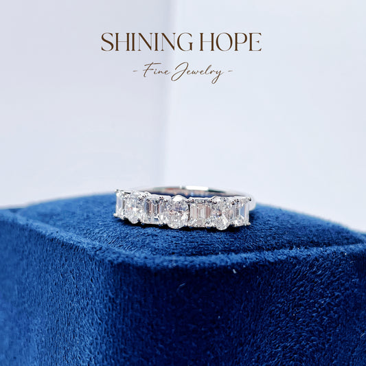 Emerald & Oval Diamond Ring